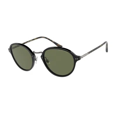 Giorgio Armani Black Acetate Sunglasses In Green
