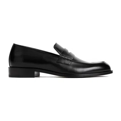 Giorgio Armani Black Bull Leather Loafers