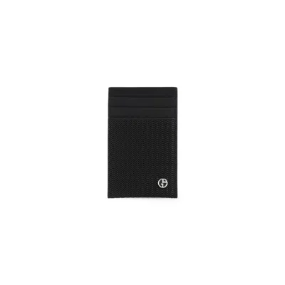 Giorgio Armani Black Calf Leather Credit Card Holder
