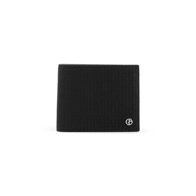 Giorgio Armani Wavy-embossed Bi-fold Wallet In Black