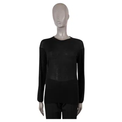 Pre-owned Giorgio Armani Black Cashmere Sheer Crewneck Sweater 42 M