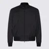 Giorgio Armani High Collar Jacket With Ribbed Cuffs And Pockets In Black