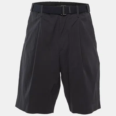Pre-owned Giorgio Armani Black Cotton Belted Shorts Xxl