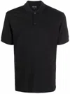 Giorgio Armani Black Cotton-blend Polo Shirt With Classic Collar In Black