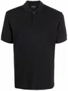 Giorgio Armani Black Cotton-blend Polo Shirt With Classic Collar In Black