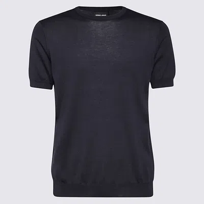 GIORGIO ARMANI BLACK COTTON KNITWEAR