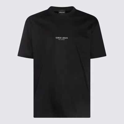GIORGIO ARMANI BLACK COTTON T-SHIRT