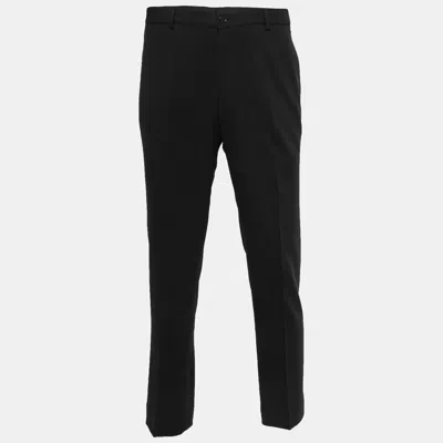 Pre-owned Giorgio Armani Black Crepe Straight Fit Pants L