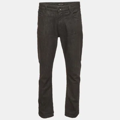 Pre-owned Giorgio Armani Black Denim Straight Fit Jeans Xl/waist 36"