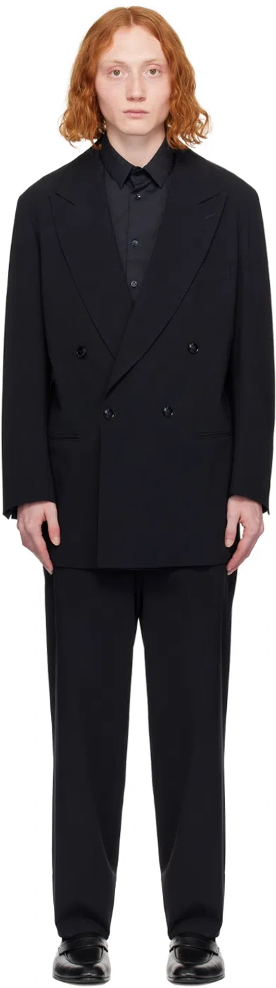 Giorgio Armani Black Double-breasted Suit In Ubuv Dark Navy
