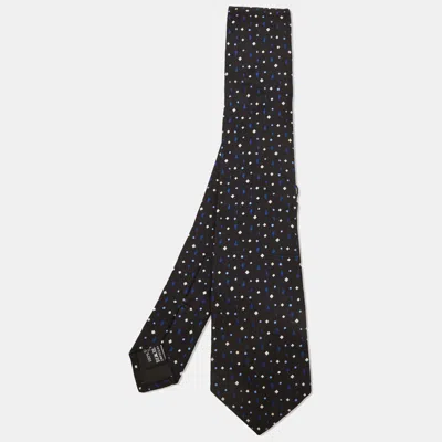 Pre-owned Giorgio Armani Black Geometric Jacquard Silk Classic Tie