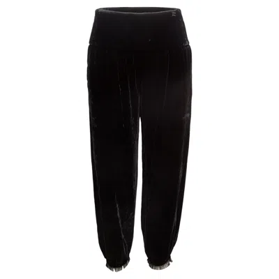 Pre-owned Giorgio Armani Black  Velvet Tapered Pants Size It 40