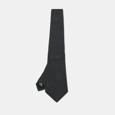Pre-owned Giorgio Armani Black Jacquard Silk Traditional Tie
