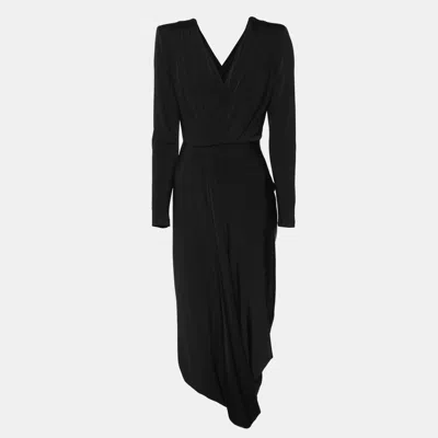 Pre-owned Giorgio Armani Black Jersey Long Sleeve Midi Dress S