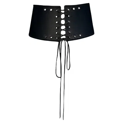 Pre-owned Giorgio Armani Black Lace Up Corset Cummerbund Belt