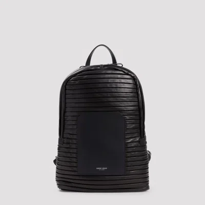 Giorgio Armani Black Lamb Leather Backpack