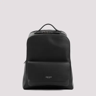 Giorgio Armani Black Leather Backpack