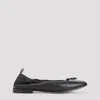 Giorgio Armani Debossed Logo Leather Ballerina Shoes In Black