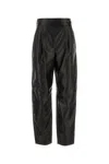 Giorgio Armani Black Leather Pant In Black