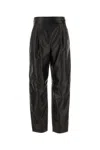Giorgio Armani Black Leather Pant In Black