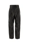 Giorgio Armani Black Leather Pant In Black