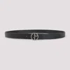 Giorgio Armani Embossed And Smooth Leather Belt In Black