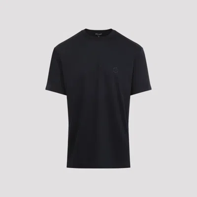 GIORGIO ARMANI BLACK LOGO EMBROIDERY T-SHIRT