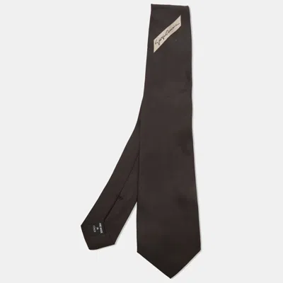 Pre-owned Giorgio Armani Black Logo Jacquard Silk Classic Tie