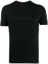 Giorgio Armani Mens Black Beauty Embroidered-logo Crewneck Cotton T-shirt In Black