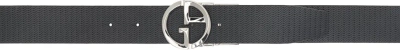 Giorgio Armani Black Logo Reversible Belt In 80001 Nero - Black