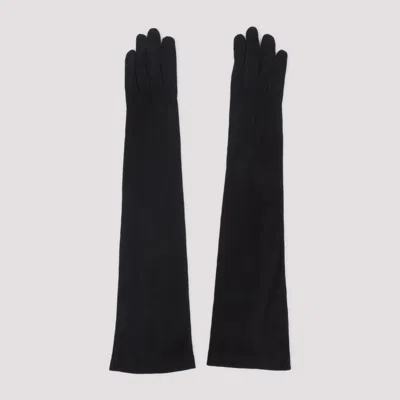GIORGIO ARMANI BLACK LONG LEATHER GLOVES