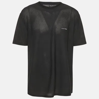Pre-owned Giorgio Armani Black Mesh Crew Neck T-shirt Xxxl