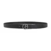 Giorgio Armani Embossed And Smooth Leather Belt In Black