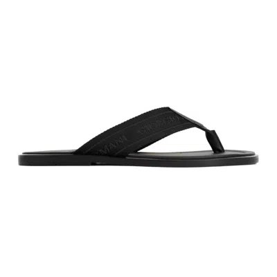 Giorgio Armani Black Polyester Sandals For Men