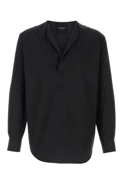 Giorgio Armani Black Poplin Shirt