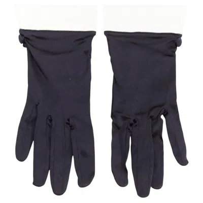 Pre-owned Giorgio Armani Black Satin White Cuff Short Evening Gloves