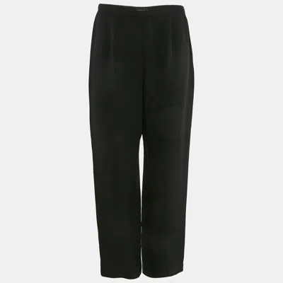 Pre-owned Giorgio Armani Black Silk Straight Leg Trousers M