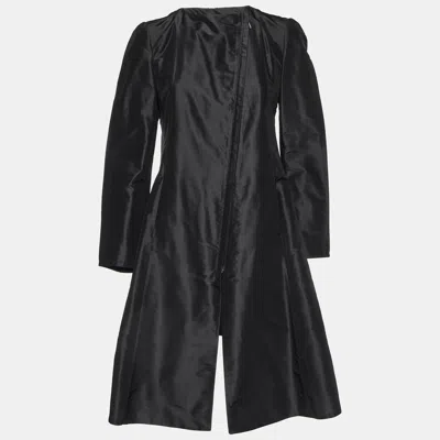Pre-owned Giorgio Armani Black Silk Zip - Up Coat M