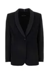 Giorgio Armani Wool Blazer With Shawl Lapel And Chest Pocket In Black