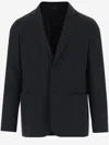 Giorgio Armani Single-breasted Linen Blazer In Black