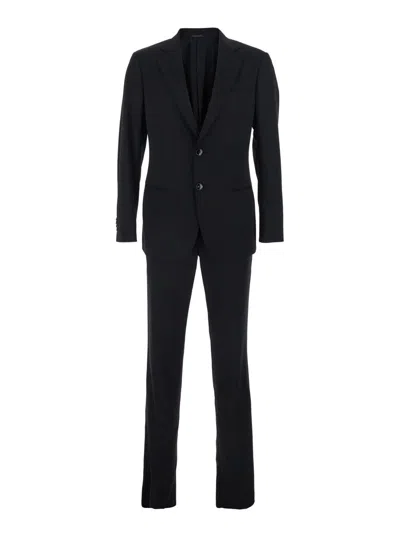 Giorgio Armani Men Black Single-breasted Suit With Classic Lapels In Wool Man