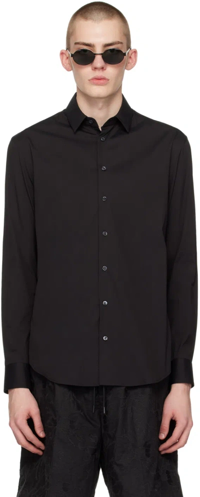 Giorgio Armani Black Slim Shirt In Uc99 Black Beauty