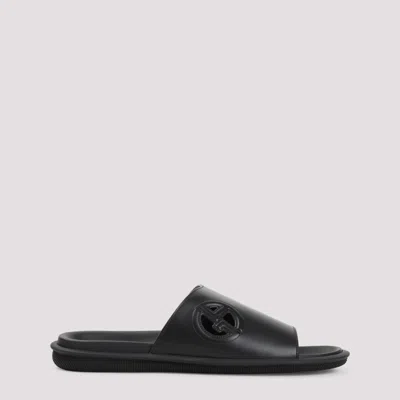 Giorgio Armani Black Slip On Slides