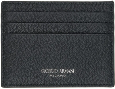 Giorgio Armani Black Stamp Card Holder In 80001 Nero - Black