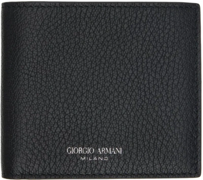 Giorgio Armani Black Stamp Wallet In 80001 Nero - Black