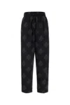 Giorgio Armani Stretch Silk Pant With Embroidered Geometric Pattern In Black
