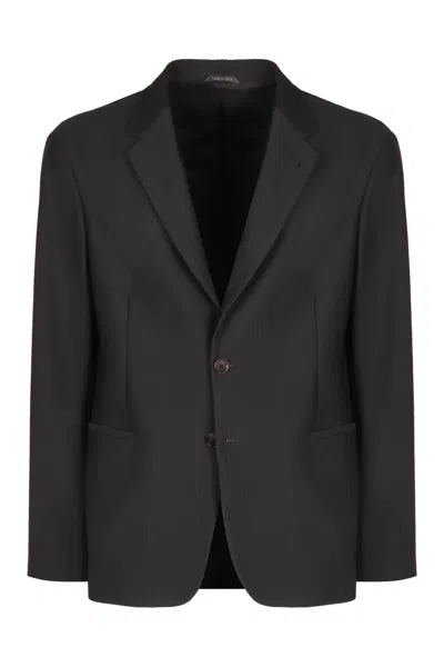 Giorgio Armani Black Stretch Nylon Blazer