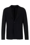 Giorgio Armani Midnight Blue Stretch Wool Blazer In Blue