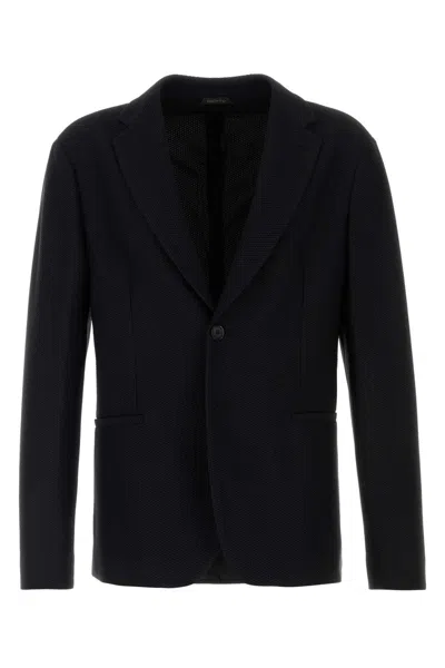 Giorgio Armani Black Stretch Nylon Blazer In Cream