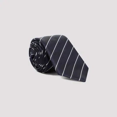 Giorgio Armani Striped Silk Tie In Blue
